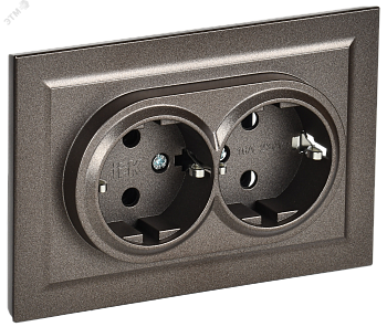 Розетка 2-м СП BRITE РС12-3-БрТБ 16А в сборе с заземл. без защ. шторок бронза BR-R21-16-K45-F