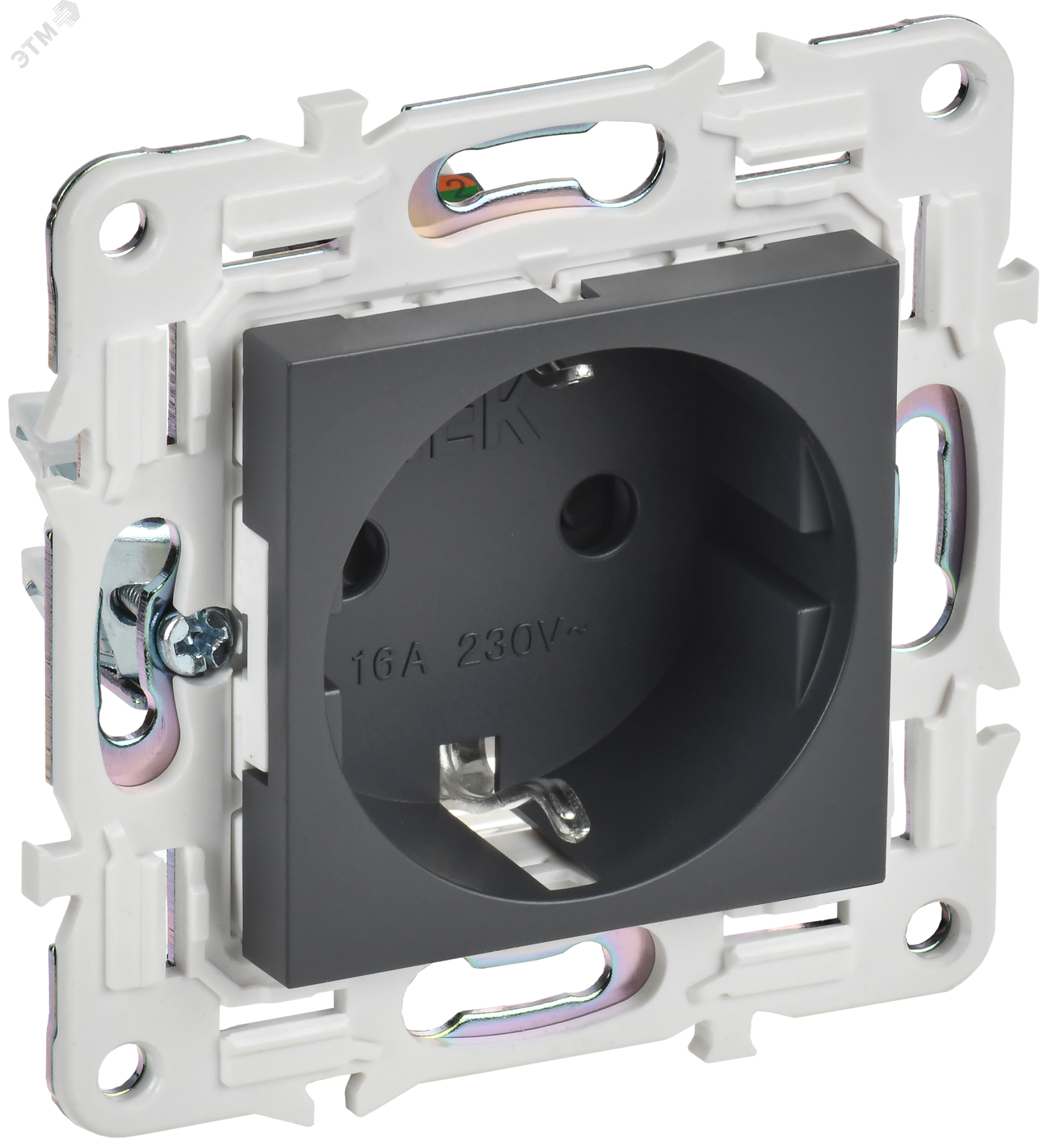 SKANDY Розетка с заземлением с защитными шторками 16А безвинтовое крепление SK-R06T титан IEK SK-R14-16-1-K48