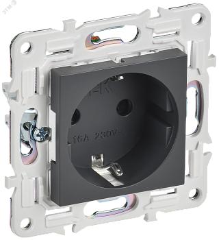 SKANDY Розетка с заземлением с защитными шторками 16А безвинтовое крепление SK-R06T титан IEK SK-R14-16-1-K48