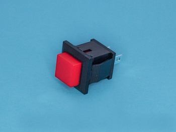 PSW-9AR - Кнопка 15х15 крепление защелка без фиксации, НР контакт, красная