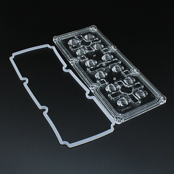 ALST173D12LED5050T2M-CUTOFF-NEW - Групповая прямоугольная линза 2x6 на 12 светодиодов 3030/3535/5050, эфф=93%, диаграмма T2-CUTOFF, 173x71.4mm   H:mm, PMMA, обновленная версия.