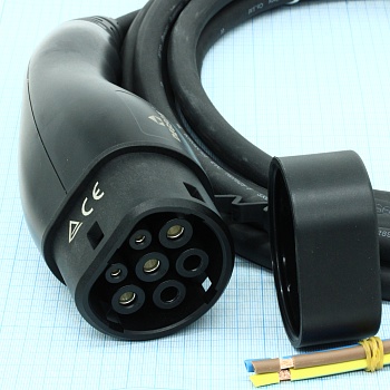 MEAC-S-032A-V1-03-5.0M-30A(H) - Зарядный кабель для электромобиля Type2 питание 1 фаза, ток 32А, шнур 5м