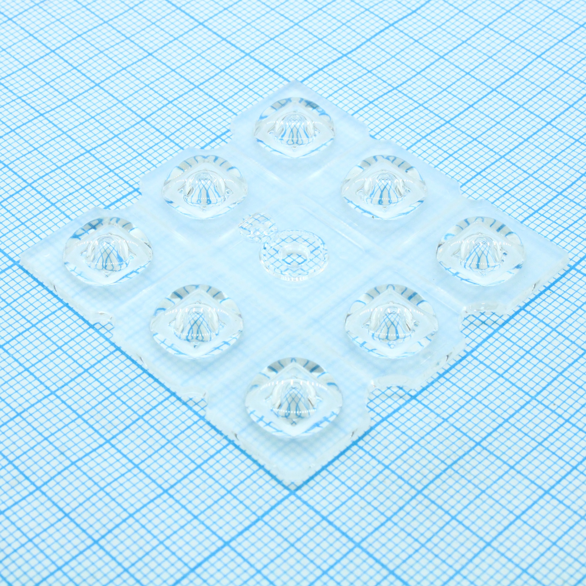 C15481_STRADELLA-8-VSM - Групповая квадратная линза с широким углом, 50х50мм для 8 LED размером до 5050