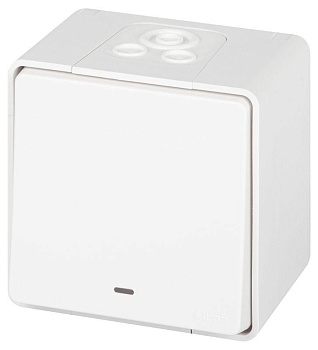 Выключатель Эксперт 11-1502-01 с подсветкой IP55 10АХ-250В ОУ бел. Эра Б0063305