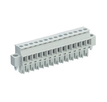 Розетка Wiecon 8813 B / 14 VL F - Розеточный разъем, прямой, на кабель, шаг 3,81 мм, 14 полюсов, номинальное сечение: 1,5 мм кв., винтовая фиксация провода, 250V, 8А, без маркировки, цвет: серый, серия 8813 B VL