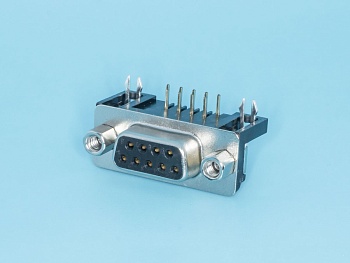DRB-9FA - Разъем  9 контактов, гнездо на плату, прямой угол  7.2мм