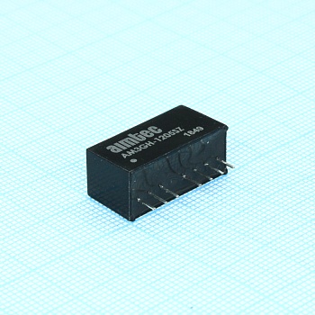 AM3GH-1205SZ - DC/DC, 3Вт, вход 4.5…18В, выход 5В/0.6А, изоляция 1600В DC, КПД 77%, максимальная емкостная нагрузка не более 1000мкФ, вход On/Off, SIP8, 21.85x9.2x11.1мм, -40…85°C, пластик