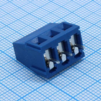 DG128-5.0-03P-12-00A(H) - Винтовой клеммный блок c рельефной обоймой, 3 контакта шаг 5.0мм синий