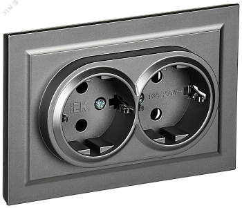 Розетка 2-м СП BRITE РСш12-3-БрС 16А в сборе с заземл. защ. шторки сталь BR-R24-16-K46-F