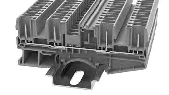 Клемма для разъемов DS2.5-QU/4P-01P-11 - Клемма для подключения внешнего разъема, 4 точки подключения, тип фиксации провода: Push-in, номинальное сечение: 2.5 мм кв., 24A, 500V, ширина: 5,2 мм, цвет: серый, втычная перемычка, тип монтажа: DIN35