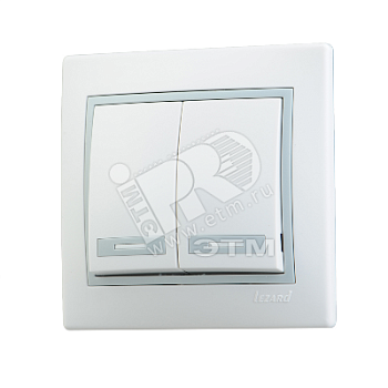 Выключатель 2-кл. СП Mira 10А IP20 с сер. вставкой бел. 701-0215-101