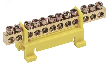 Шина PE "земля" на DIN-изол тип "Стойка" ШНИ-6х9-12-С-Ж YNN10-69-12P-K05