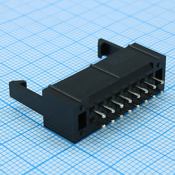 DS1013-01-16SSIB-B - IDC разъем, вилка на плату прямая двухрядная 16pin(2x8)., шаг 2.54мм с фиксатором
