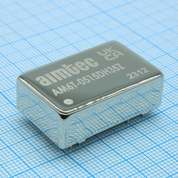 AM6T-0515DH35Z - DC/DC, 6Вт, вход 4.5…9В, выход ±15В/±0.2А, изоляция 3500В DC, КПД 82%, максимальная емкостная нагрузка не более ±200мкФ, DIP24, 31.75x20.32x10.16мм, -40…85°C, металл