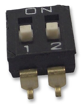 A6S2104H - Переключатель DIP 2 группы 0.025А 24В для поверхностного монтажа 1000 циклов шаг 2.54мм