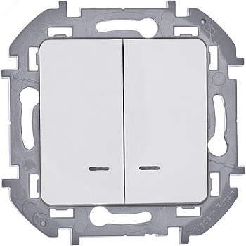 Выключатель 2-кл. Inspiria 10А IP20 250В 10AX с подсветкой/индикацией механизм бел. Leg 673630