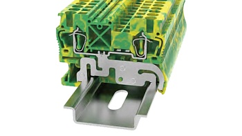 Клемма этажная с заземлением STB2.5-PE-01P-1C - заземляющая клемма, тип фиксации провода: пружинный, номинальное сечение: 2.5 мм кв., ширина: 5,2 мм, цвет: желто-зеленый, втычная перемычка, тип монтажа: DIN35