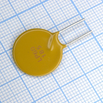 LP60-185F - Самовосстанавливающийся предохранитель PTC 1.85A(hold) 3.7A(trip) 60V 40A 2.1W 12.6s 0.08Ohm Radial 18 X 3.1mm, Bulk