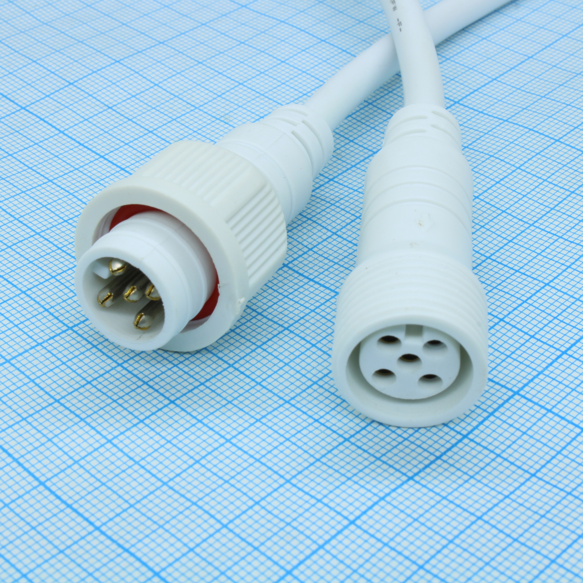 5PIN WP L=40 D=21.5MM 5*0.2MM2 - пара герм., IP68, 2A, DC 0-24В (AC110-220В), D=21,5мм, 5*0.2мм2, L=40см, -20...80 C