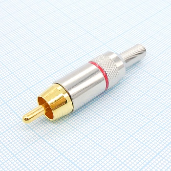 RCA278 Gold штырь с хв. RG59 - RCA штекер кабельный, разъем типа "тюльпан"