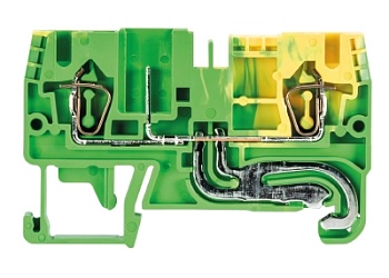 Клемма WKFN 2,5 F/P/F-SL - Заземляющая клемма для подключения разъема, тип фиксации провода: пружинный, номинальное сечение: 2,5 мм кв., 500V, ширина: 5 мм, цвет: желто-зеленый, тип монтажа: DIN 35