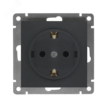 Розетка одноместная UNIVersal серия Афина с/з, с/у, 16А, 220В, графит (еврослот), механизм A0028-Gr
