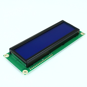 WH1602L1-TML-CT# - ЖКИ знакосинтезирующий 16 x 2, STN Синий Негативный/прозрачный светодиодная подсветка белая, размеры 122x44 мм, видимая область 99x24 мм, -20...70°C, контактные площадки снизу 16 выводов