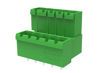 Вилочный разъем на плату MC-DPAB5.08V04-0001 - Вилочный разъем, вертикальный, 2 этажа, на плату, шаг: 5.08 мм, 04х2 полюса, фиксация на плате пайкой, исполнение: стандартное, 160V, 8A, цвет: зеленый Вилочный разъем на плату MC-DPAB5.08V04-0001 - Вилочный разъем, вертикальный, 2 этажа, на плату, шаг: 5.08 мм, 04х2 полюса, фиксация на плате пайкой, исполнение: стандартное, 160V, 8A, цвет: зеленый