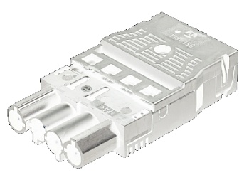 Разъем GST18I4F S2 ZR1    WS - Вилочный разъем на кабель диам. 9,5 - 11,5 мм, 4 полюса, пружинная фиксация, номинальное напряжение: 250/400V, номинальный ток: 20A, цвет: белый, серия gesis GST18i4