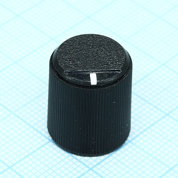 41029-1 - Ручка пластик, на вал 6мм, насечка, d=14.8мм, h=17мм