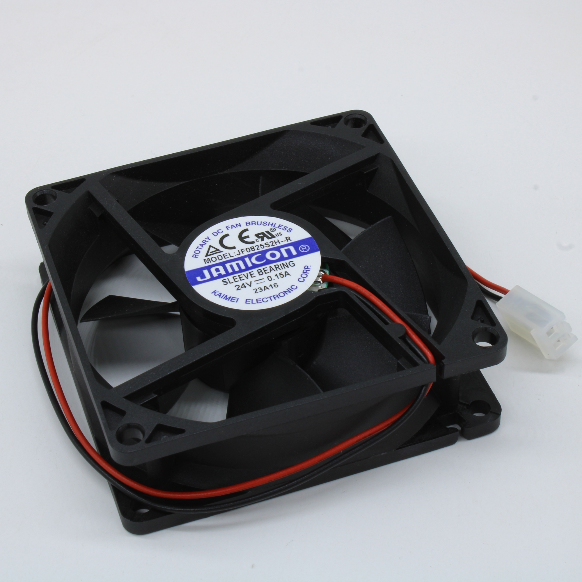 JF0825S2H-R - Вентилятор 24В 80х80х25мм, S 3000об/мин., 65.47 м3/час, 31дБ, подшипник скольжения, тип вывода - провод с разъемом