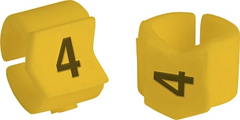 brd333404 - SCNG-23-4 клипсы  жёлтые, 50шт/упак, для провода 5,9-8,5мм диаметра, легенда 4