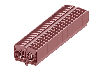 Клемма мини 254319 - Мини клемма, верхний подвод кабеля, 2 точки подключения в клемме, тип фиксации провода: пружинный, номинальное сечение: 2,5 мм кв., 24A, 800V, цвет: розовый, тип монтажа: защелки в панель