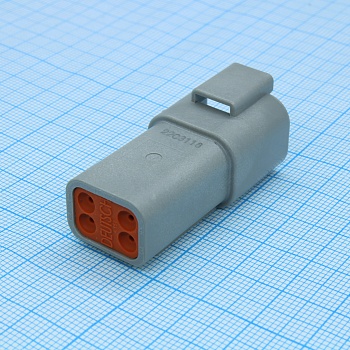 DT04-4P - DT Series Contact Size 16 4 Way Gray Receptacle Housing