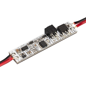 ИК-выключатель SMART-DOOR (12-24V, 1х4А, 50x11mm) 031625 - ИК-выключатель, встраиваемый в профиль, реагирует на открытие дверцы. При открытии дверцы - плавное включение света, при закрытии - выключение. Зона срабатывания до 100мм. Требуется вырез в экране