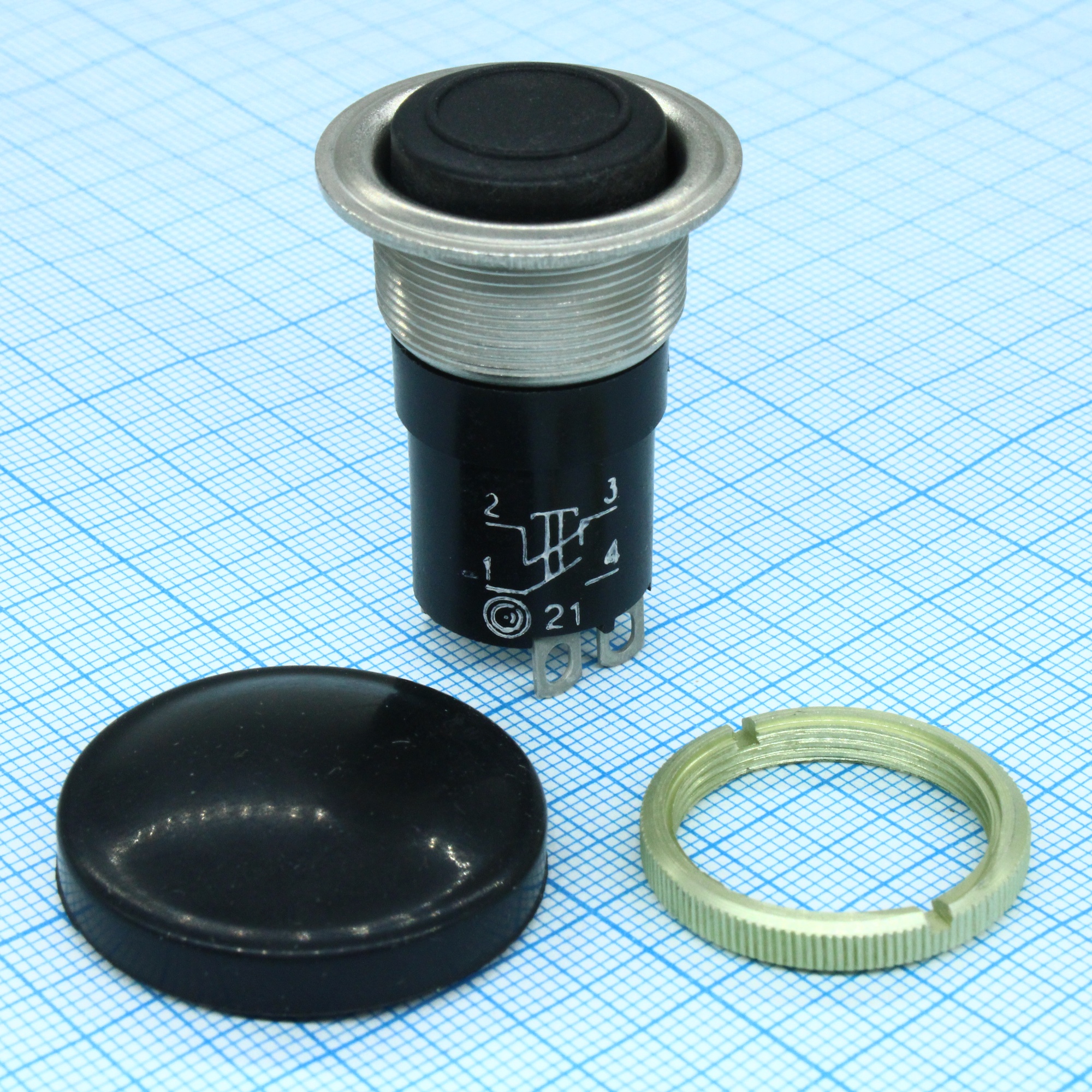 К-3-1П  20мм (металл) - 1 замыкание, 1 размыкание, черный протектор