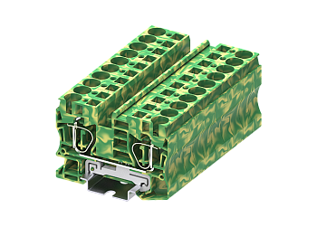 Заземляющая клемма TC10-2-PE - Заземляющая клемма, тип фиксации провода: пружинный, номинальное сечение: 10 мм кв., ширина: 10,2 мм, цвет: желто-зеленый, тип монтажа: DIN 35