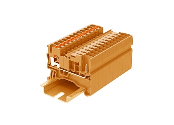 Проходная клемма TP2.5-2-1-OG - Проходная клемма, для подключения разъема, тип фиксации провода: push-in, номинальное сечение: 2,5 мм кв., 24A, 500V, ширина: 5,2 мм, цвет: оранжевый, тип монтажа: DIN 35