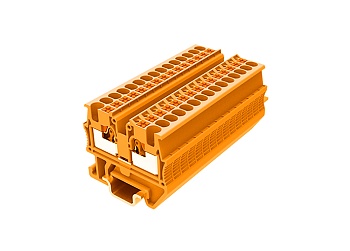 Проходная клемма TPM1.5-2-OG - Проходная клемма, тип фиксации провода: push-in, номинальное сечение: 1,5 мм кв., 17,5A, 500V, ширина: 3,5 мм, цвет: оранжевый, тип монтажа: DIN 15