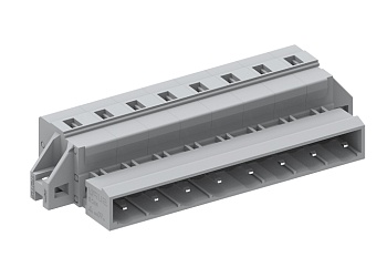 Вилочный разъем на кабель 475410/010 - Вилочный разъем, прямой, на кабель, шаг: 7.5 мм, 10 полюсов, фиксация провода пружинная, исполнение: с монтажными фланцами, 500V, 16A, цвет: серый