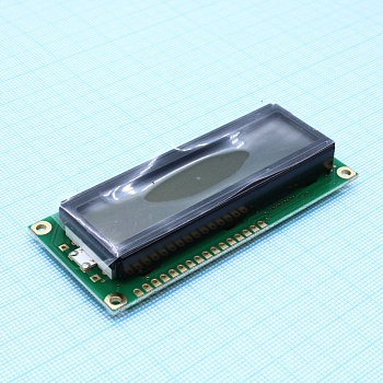 WH1602J-YGH-CTK# - ЖКИ знакосинтезирующий 16 x 2, STN Серый Позитивный/прозрачный светодиодная подсветка желто-зеленая размеры 80x36 мм, видимая область 66x16 мм, -20...70°C, контактные площадки снизу 16 выводов