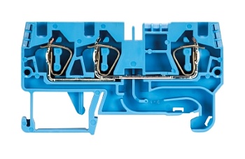 Клемма сдв. WKFN 4/D1/2/35 BLAU - Проходная клемма, 3 точки подключения, тип фиксации провода: пружинный, номинальное сечение: 4 мм кв., 32A, 800V, ширина: 6 мм, цвет: синий, тип монтажа: DIN 35