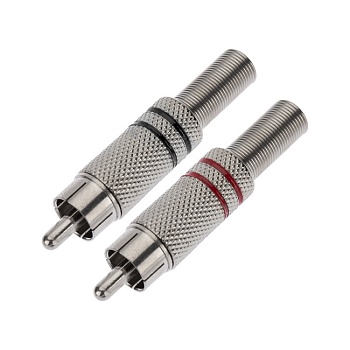 Разъем штекер RCA металл пайка черный/красный 14-0405-4 - Цена за 1шт