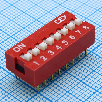 DS1040-08RN - DIP-переключатель 8 групп слайд красный