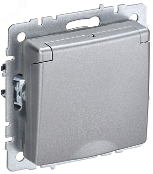 Розетка BRITE РСбш10-3-БрА 16А IP20 с заземл. защ. шторки с крышкой алюм. BR-R16-16-K47