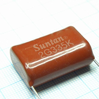 TS02002G335KSB0I0R - Конденсатор металлоплёночный полиэтилентерефталатный 3.3мкФ 400В ±10% шаг выводов 27.5мм 85°С россыпь