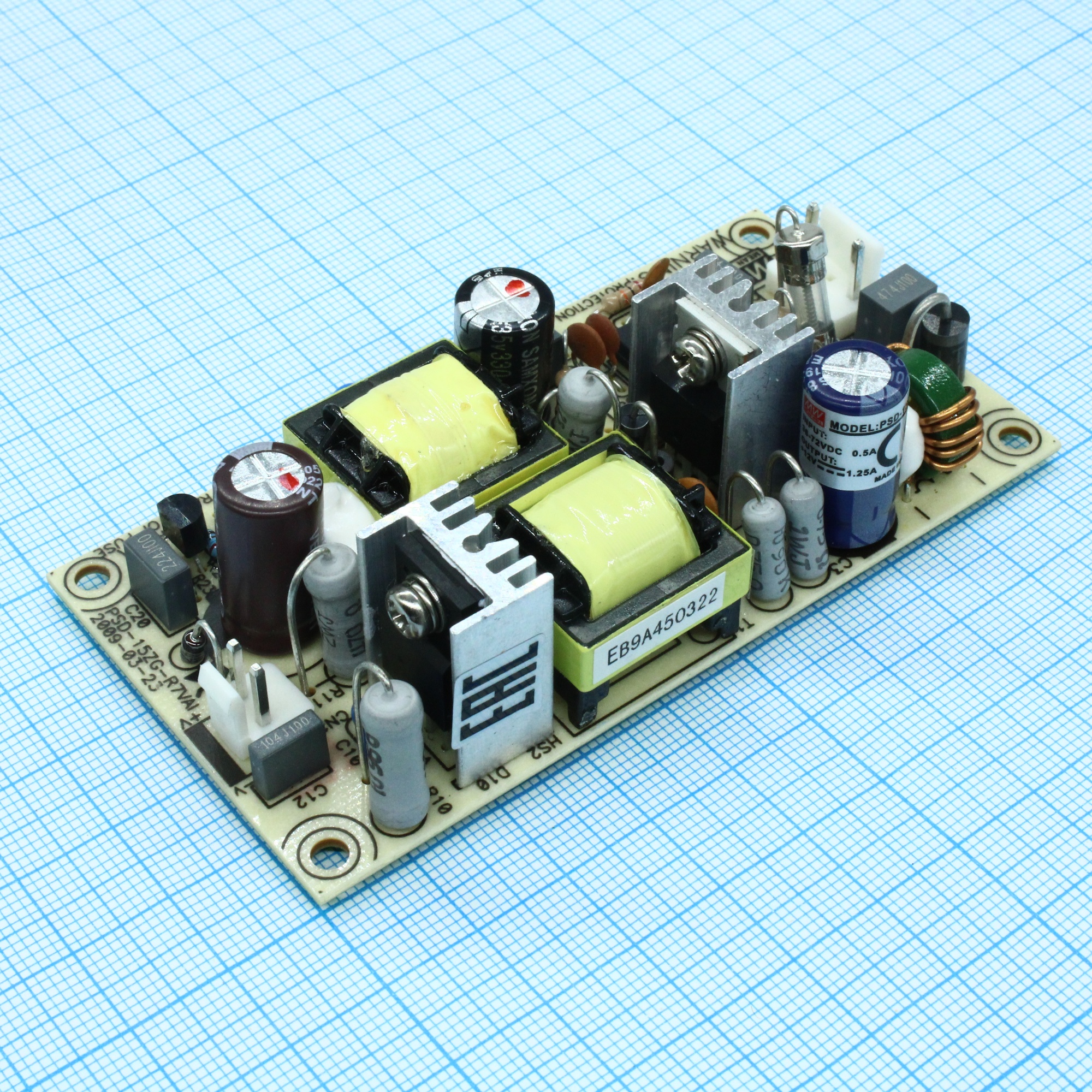 PSD-15C-12 - DC-DC, 15Вт, Uвх=36…72В, Uвых=12В/1.25А, изоляция 2000В AC, открытого исполнения 94х49х25мм, -10°С…+60°С