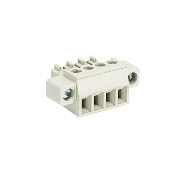 Розетка Wiecon 8813 B / 4 F - Розеточный разъем, угловой, на кабель, с монтажными фланцами, шаг 3,81 мм, 4 полюса, номинальное сечение: 1,5 мм кв., винтовая фиксация провода, 250V, 8А, с маркировкой, цвет: серый, серия 8813 B