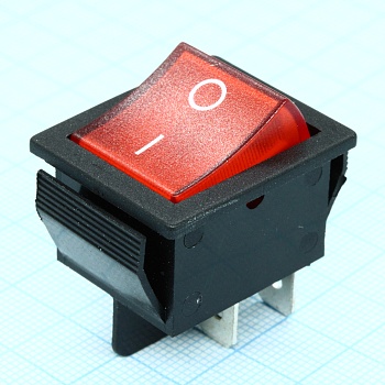 IRS-201-1C3-R/B - Переключатель с подсветкой ON-OFF (15A 250В) две группы на замыкание