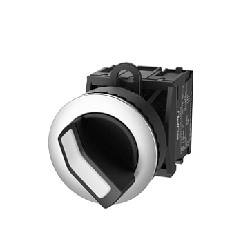 Селекторный переключатель (черный) TS2020-1CB60 - Переключатель, короткая ручка, 2-х позиционный без самовозврата, без подсветки, утопленное алюминиевое переднее кольцо, без контактной группы, диаметр головки кнопки 36 мм, диаметр посадочного отверстия: 2